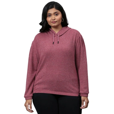 Instafab Plus Women Full Sleeve Hooded Sweatshirt In Red