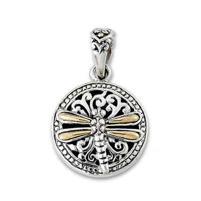 Samuel B Jewelry Sterling Silver And 18k Yellow Gold Dragonfly Pendant