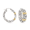 Ross-simons Byzantine Station Hoop Earrings In Sterling Silver With 14kt Yellow Gold In Silver