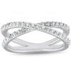 Pompeii3 1/2ct Diamond X Ring Wide Womens Fashion Design Multi Row Band 10k White Gold In Multi