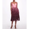 MARCHESA NOTTE TIERED RUFFLE GOWN