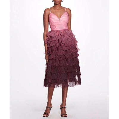 Marchesa Notte Tiered Ruffle Gown In Multi