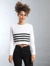 CAMPUS SUTRA CASUAL REGULAR SLEEVE STRIPED WOMEN WHITE TOP