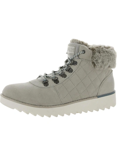 Bobs From Skechers Mountain Kiss Frontier Frenzy Womens Quilted Suede Booties In White