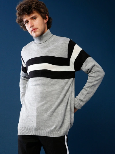 Campus Sutra Men Stylish Striped Casual Sweaters In White