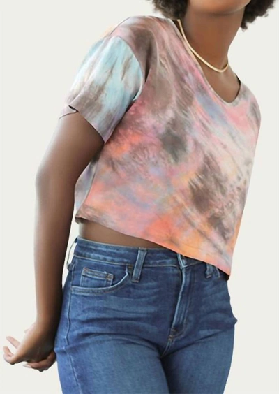 Haley Solar Tie-dyed Silk Charmeuse Crop Top In Aura In Pink
