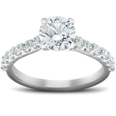 Pompeii3 2 Ct Single Row Round Diamond Engagement Ring 14k White Gold In Multi
