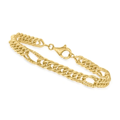 Canaria Fine Jewelry Canaria 10kt Yellow Gold Curb-link Station Bracelet In Multi