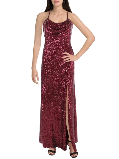 Nw Nightway Womens Sequined Maxi Evening Dress In Red