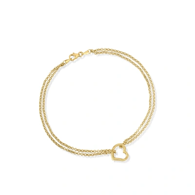 Ross-simons 14kt Yellow Gold 2-strand Heart Center Anklet In White