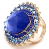 SOHI BLUE COLOR GOLD PLATED DESIGNER STONE RING FOR WOMEN'S