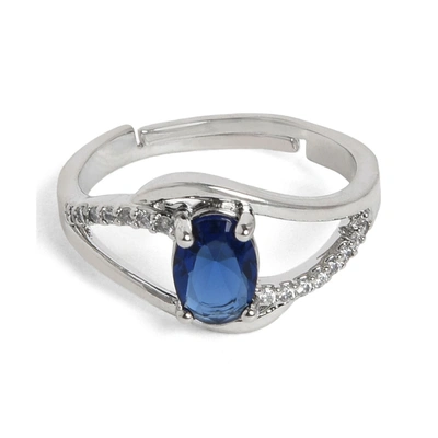 Sohi Designer Minimal Ring In Blue