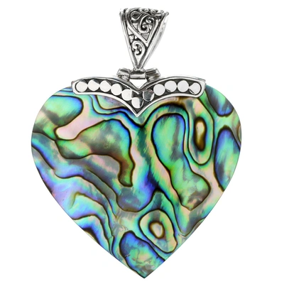 Samuel B Jewelry Sterling Silver Abalone Heart Pendant In Multi