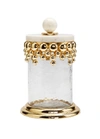 Classic Touch Decor Medium Hammered Glass Canisters With Gold Design And Marble Lid