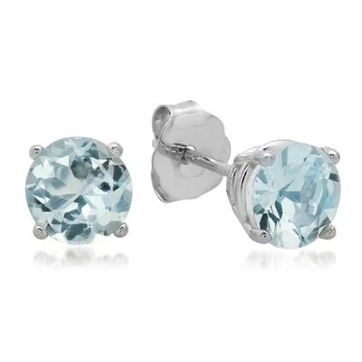 Max + Stone 10k White Gold 5mm Round Cut Stud Earrings In Blue