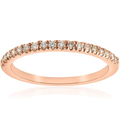 POMPEII3 1/4CT DIAMOND RING STACKABLE ENGAGEMENT WOMENS WEDDING BAND 14K ROSE GOLD