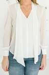 RESET BY JANE LONG SLEEVE NECK TIE BLOUSE IN WHITE