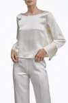 Nap Slashed Cuff Silk Top In Ivory In White