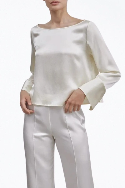 Nap Slashed Cuff Silk Top In Ivory In White
