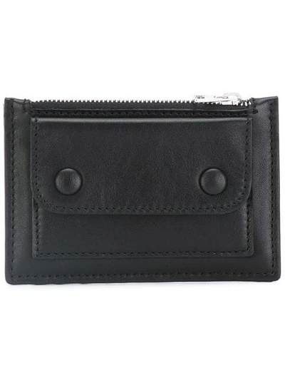 Ami Alexandre Mattiussi Flap-front Leather Cardholder In Black