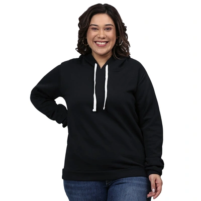 Instafab Plus Women Full Sleeve Hooded Sweatshirt In Black