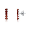 Max + Stone 14k White Gold Small 2mm Gemstone Bar Stud Earrings With Push Backs In White
