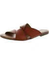 Sugar Olena Womens Faux Leather Slip On Flat Sandals In Brown