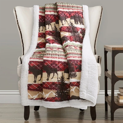 Lush Decor Holiday Lodge Sherpa Throw In Red