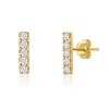 Max + Stone 14k Yellow Gold Small 2mm Gemstone Bar Stud Earrings With Push Backs In White