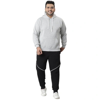 Instafab Plus Men Full Sleeve Hooded Sweatshirt In Grey