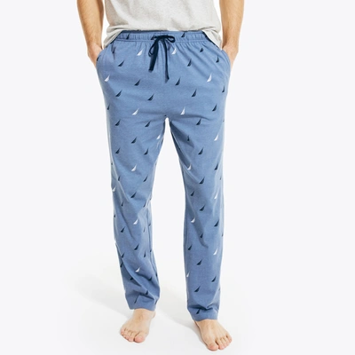 Nautica Mens Logo Print Knit Sleep Pant In Multi