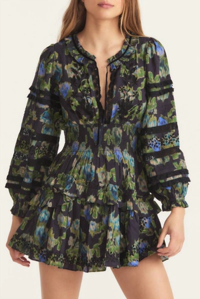 LOVESHACKFANCY CLARKIE DRESS IN DEEP BLUE TRACE