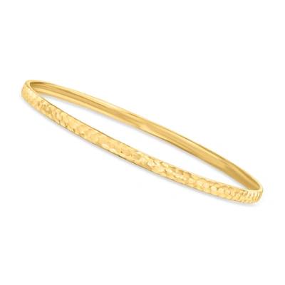Canaria Fine Jewelry Canaria 10kt Yellow Gold Hammered And Polished Bangle Bracelet