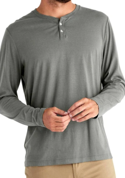 Free Fly Bamboo Heritage Henley In Fatigue In Grey