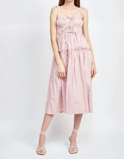 En Saison Striped Sleeveless Dress In Pink