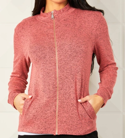 French Kyss Melange Zip Jacket In Coral In Pink