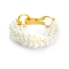Sohi Women White Gold-toned Brass Pearls Gold-plated Multistrand Bracelet In Silver