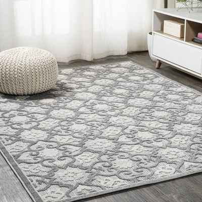 Jonathan Y Gallia Tile Trellis High-low Indoor/outdoor Area Rug In Grey