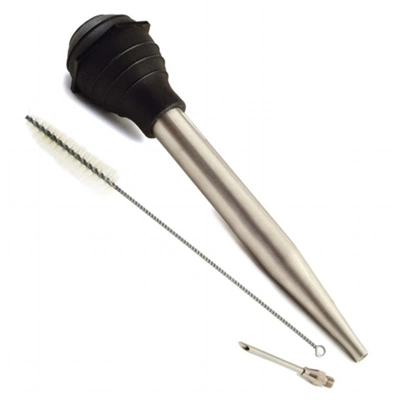 Norpro Deluxe Stainless Steel Baster With Meat Injector And Cleaning Brush In Black