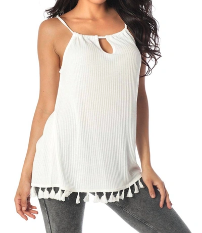 French Kyss Isabella Tassel Tank Top In Off White