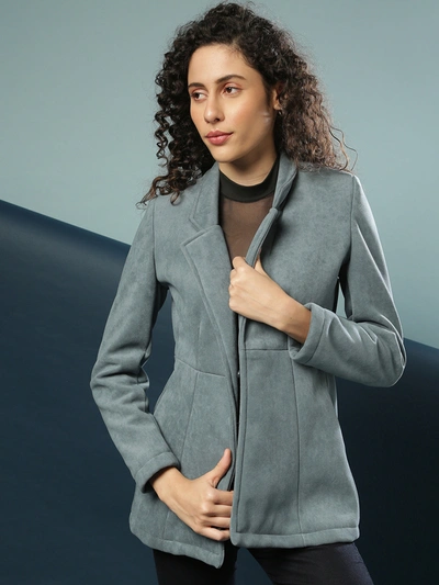 Campus Sutra Women Solid Stylish Casual Blazers In Grey
