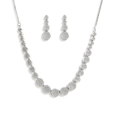 Sohi Silver-plated White Ad-studded Jewellery Set