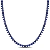 Mimi & Max 31 1/5 Ct Tgw Heart Shape Created Blue Sapphire Tennis Necklace In Sterling Silver In Blue