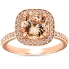 Pompeii3 2 Ct Morganite & Diamond Cushion Halo Engagement Ring 14k Rose Gold In Multi