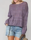 BESTTO OPEN-KNIT COTTON-BLEND SWEATER IN PURPLE