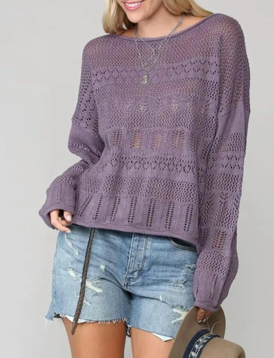 Bestto Open-knit Cotton-blend Sweater In Purple