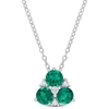 Mimi & Max 1 1/4 Ct Tgw Created Emerald And Created White Sapphire 3-stone Pendant With Chain In Sterling Silve In Green