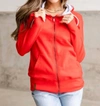AMPERSAND AVE MADE IN THE USA FULLZIP SWEATSHIRT HOODIE IN RED