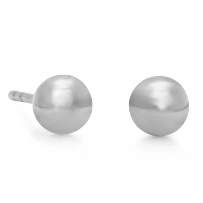 Max + Stone 10k Rose, White Or Yellow Gold Full Ball Stud Earrings Various Sizes In Silver