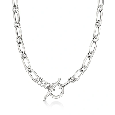 Ross-simons Italian Sterling Silver Paper Clip Link Toggle Necklace In Multi